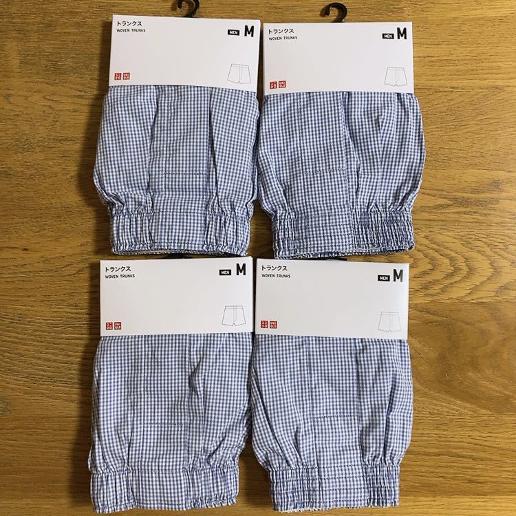 新品未開封/送料無料【UNIQLO/ユニクロ★メンズ　トランクス　Mサイズ4枚セット★人気チェック】パンツ/肌着/下着　綿100％_画像1