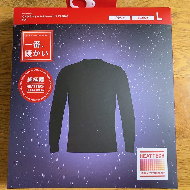 新品/箱なし発送で送料無料【UNIQLO/ユニクロ★ヒートテック ウルトラウォーム クルーネックT(長袖)/超極暖★ブラック(黒)/Lサイズ】_画像1