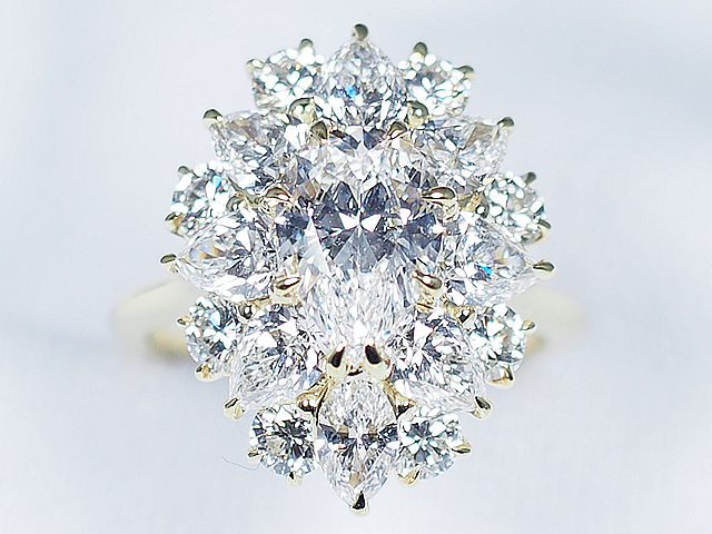  Harry Winston HARRY WINSTON super rare Vintage diamond ring D VS1 750YG pair Shape 13 number as good as new * unused goods [RB]
