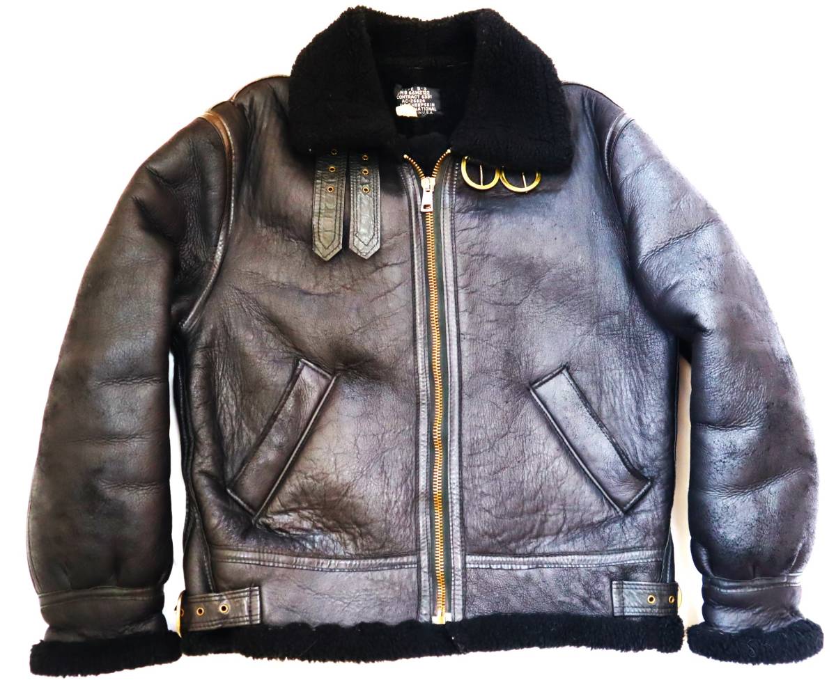 USA製 US SHEEPSKIN B-3 シープスキン ボンバージャケットムートン ジャケット 黒 size M_画像1