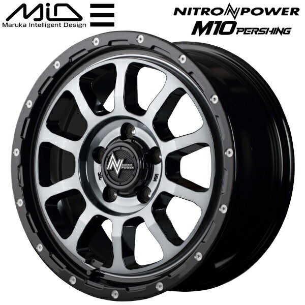 MID NITRO POWER M10 PERSHING S ホイール1本 ブラック/DC+マシニング/ブラッククリア 7.0-16 5H114.3+40_画像1