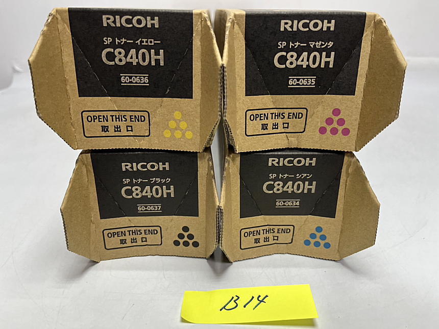 B-14【新品】リコー　RICOH　SPトナー　C840H　K/C/M/Y　ブラック/シアン/マゼンタ/イエロー　4色4本セット　純正_画像1