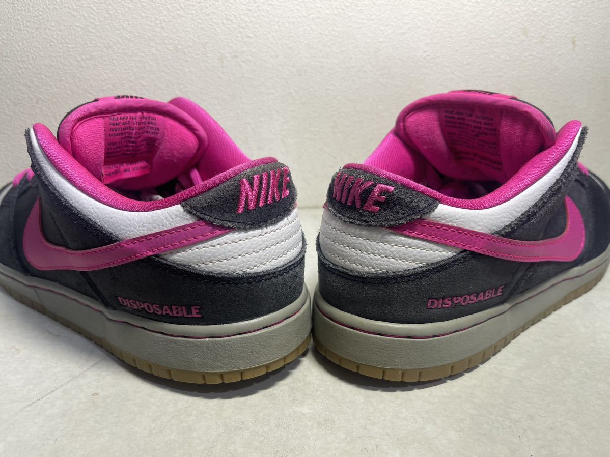 NIKE SB×DISPOSABLE DUNK LOW PRO ダンク　SB BK x PINK US9 USED 504750-061_画像4