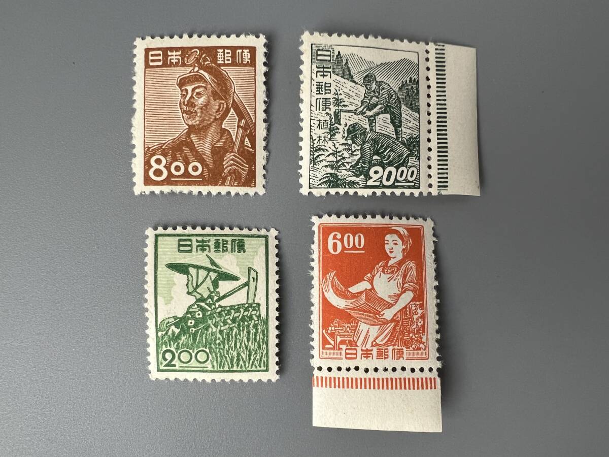 Y15☆★ 未使用 切手 5枚 まとめ 郵便配達 印刷女工 植林 など 他 いろいろ セット 日本切手 古い切手_画像3