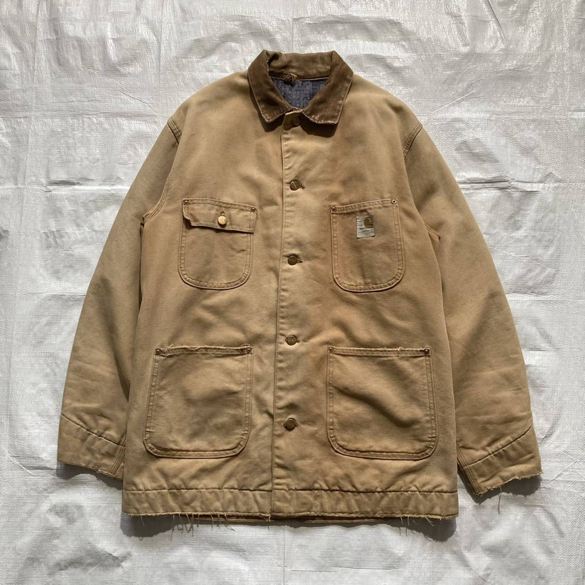 70s VINTAGE Carhartt カーハート 裏地ブランケット カバーオール ジャケット ダック地 L 42_画像1