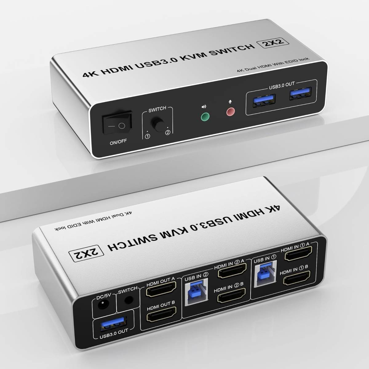 USB 3.0 HDMI デュアル モニター KVMスイッチ 2 ポート ディスプレイ切替器 2モニタ2コンピュータ