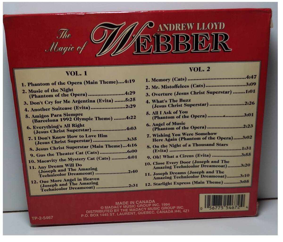 ほぼ新品２枚BOX/メモリー/オペラ座の怪人/アンドリュー・ロイド・ウェバーTheMagic of Lloyd Webber, Andrew　_画像2