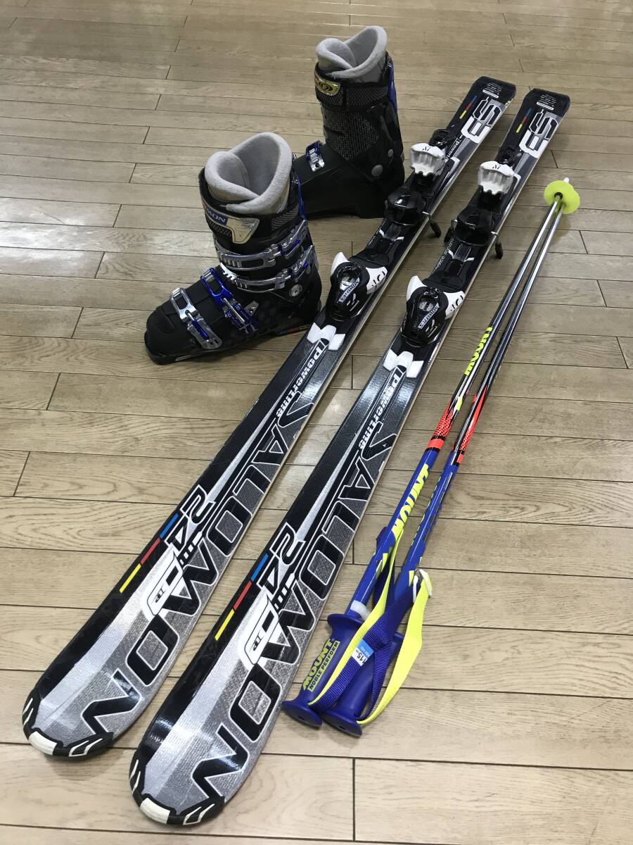 ☆★☆2023-24セール！メンズ４点セットN326 SALOMON 24POWERLINE Ｓ3 162ｃｍ /靴SALOMON COURSE XT 25-25.5cm/ POLE新品115ｃｍ_画像1