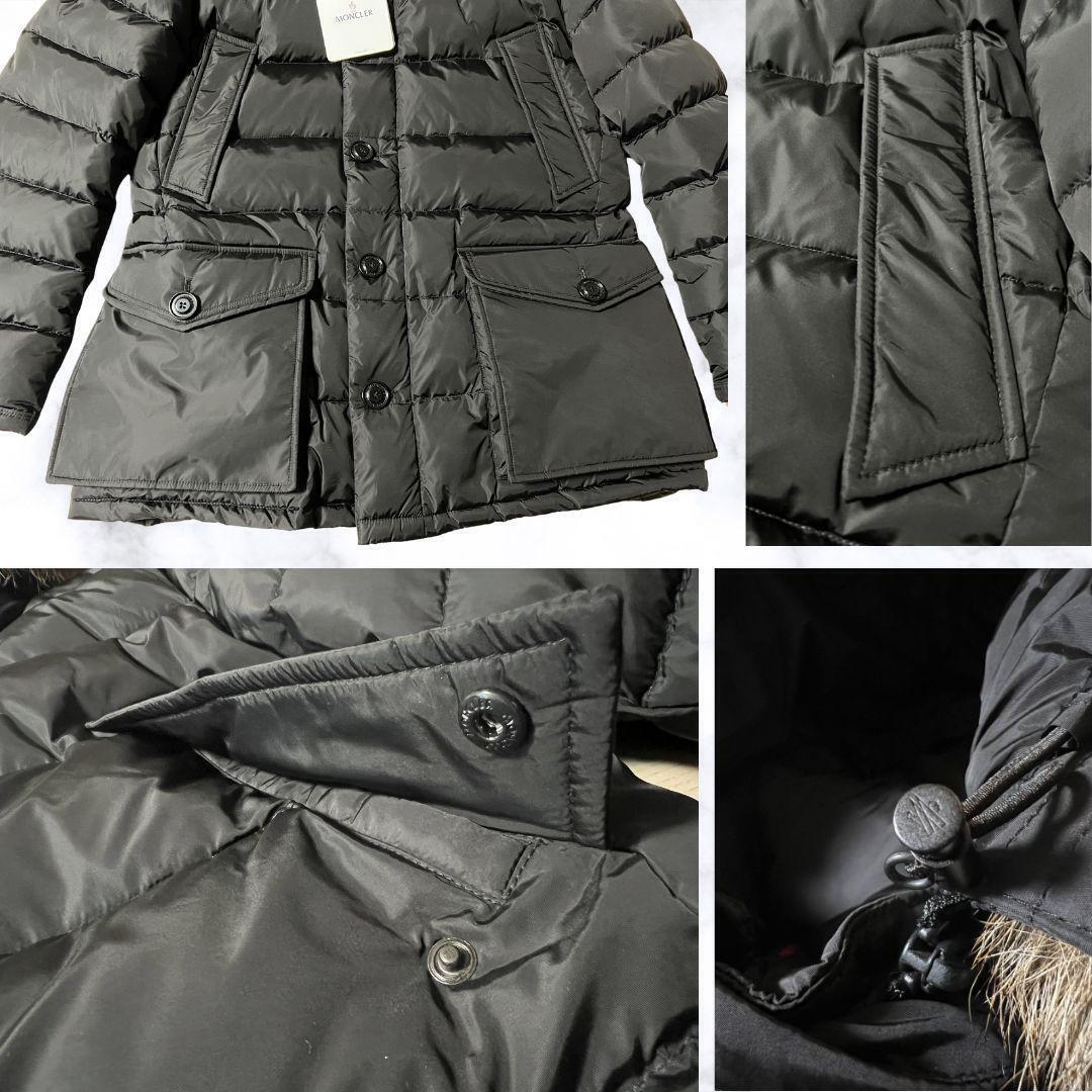 未使用☆ MONCLER CLUNY クルーニー コヨーテファー TG2 黒色 ブラック色 ダウンジャケット ベストセラーの一着！_画像6