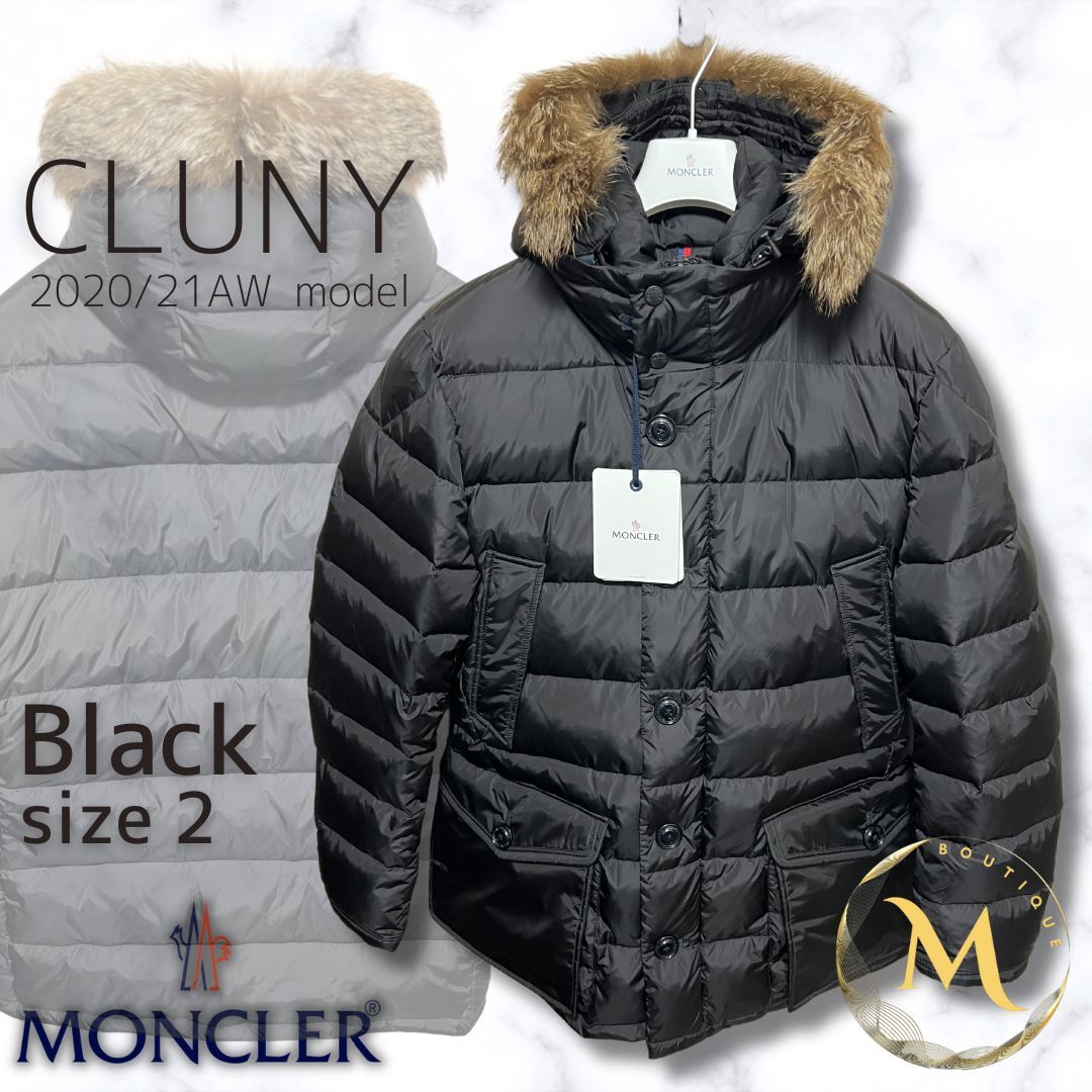 未使用☆ MONCLER CLUNY クルーニー コヨーテファー TG2 黒色 ブラック色 ダウンジャケット ベストセラーの一着！_画像1