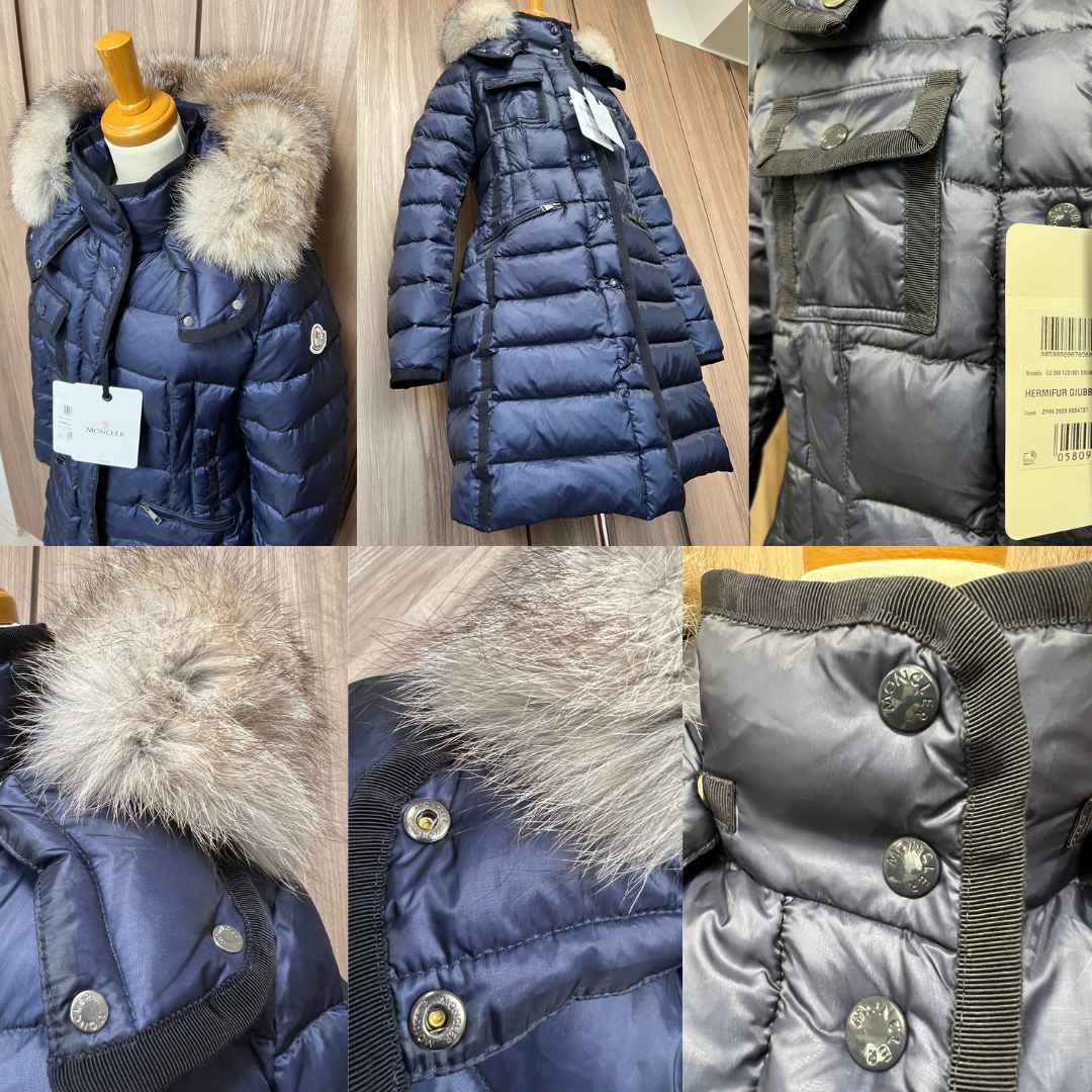 未使用☆MONCLER HERMIFUR エルミファー フォックスファー TG4 ネイビー色 紺色 ダウンジャケット_画像5