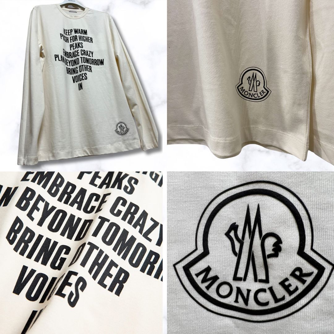 １点のみ！！【未使用タグ付き】MONCLER Lettering Long T-Shirt ロングTシャツ　Lサイズ アイボリー色