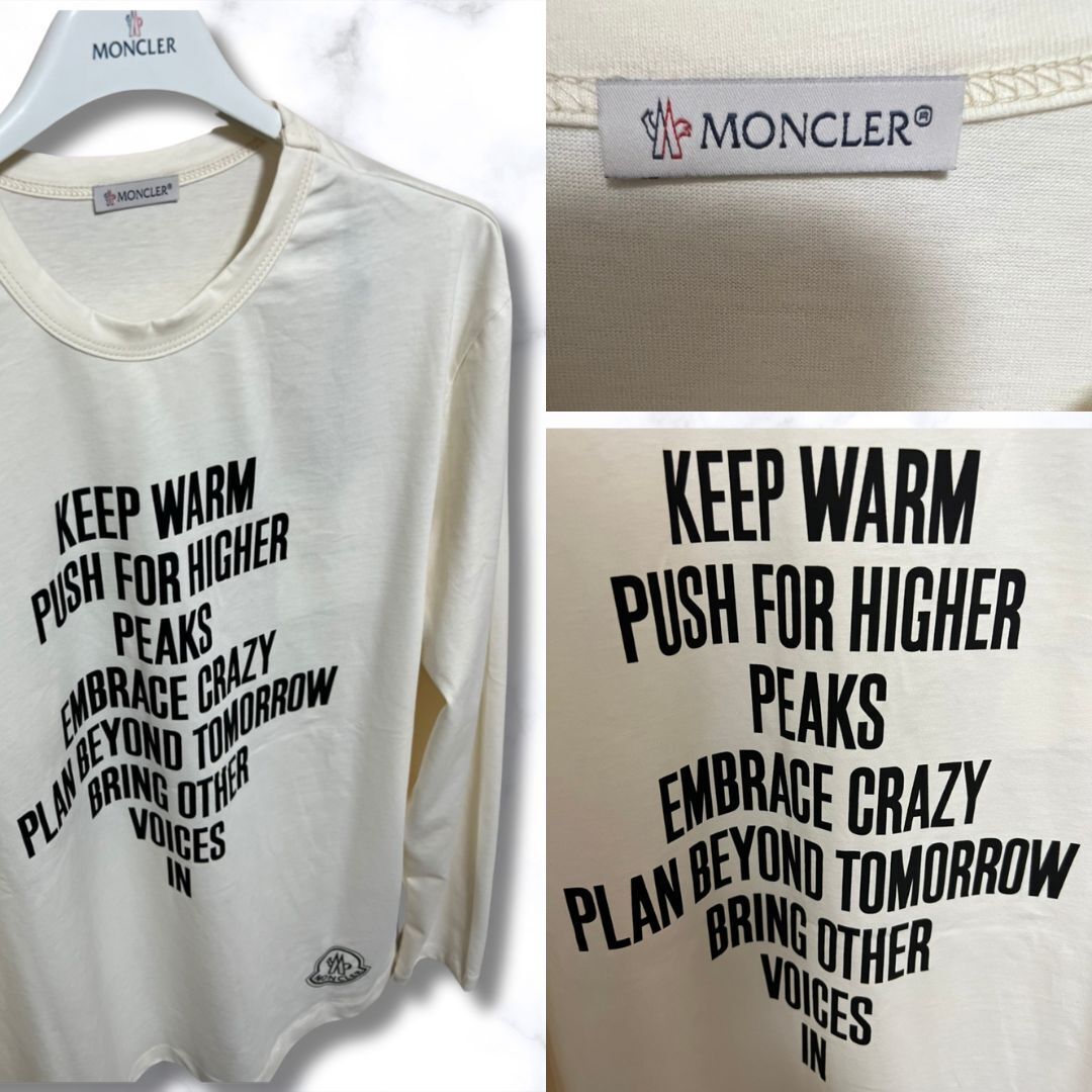１点のみ！！【未使用タグ付き】MONCLER Lettering Long T-Shirt ロングTシャツ　Mサイズ アイボリー色