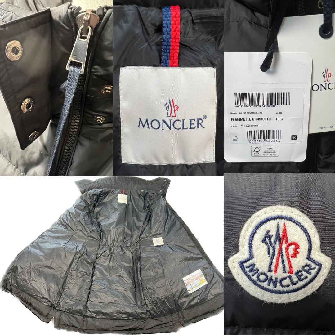 未使用☆MONCLER FLAMMETTE フラメッテ TG3 ブラック色 黒色 人気ダウンジャケットの画像6