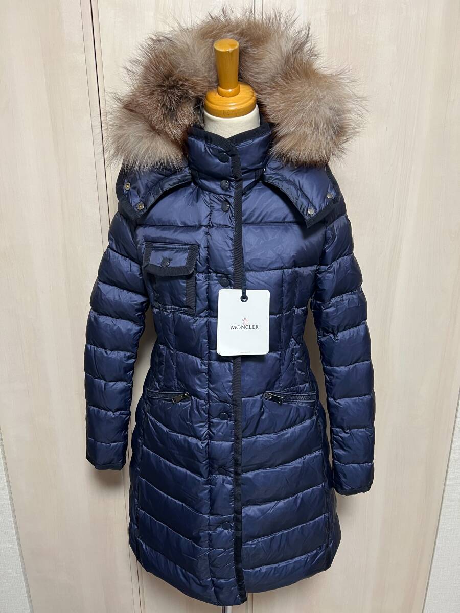 未使用☆MONCLER HERMIFUR エルミファー フォックスファー TG4 ネイビー色 紺色 ダウンジャケット_画像2