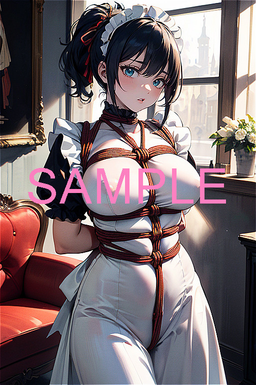 0217-18【現品1点のみ】A4サイズ『美女メイドポスター』巨乳 金髪 制服 コスプレ 可愛い セクシー イラスト 谷間 アニメ アート 高画質 8K_画像1