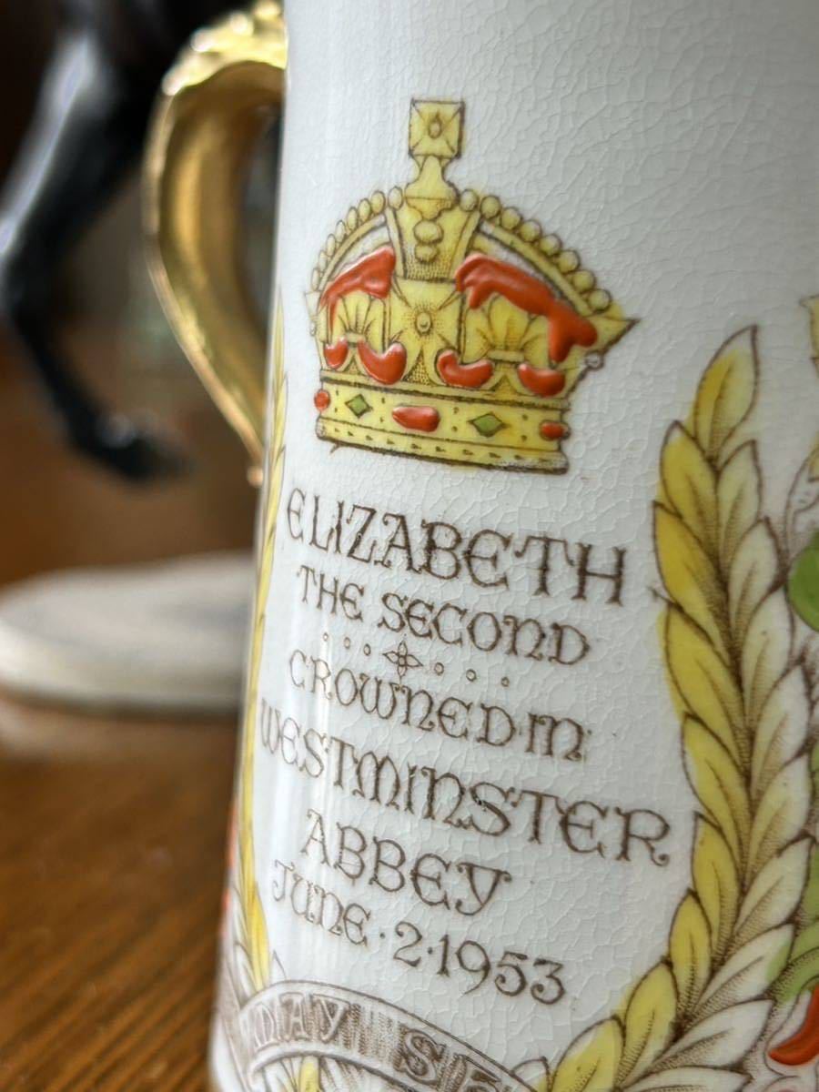 英国　ヴィンテージ　Stanley社　1953年　エリザベス女王　コロネーション　戴冠式　記念　ラヴィングカップ　イギリス製　ハンドペイント_画像8