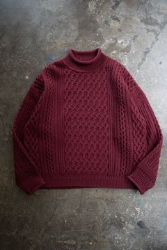 YASHIKI 23aw Banka Curl High Neck Knit ヤシキ ケーブルニット バーガンディ_画像1