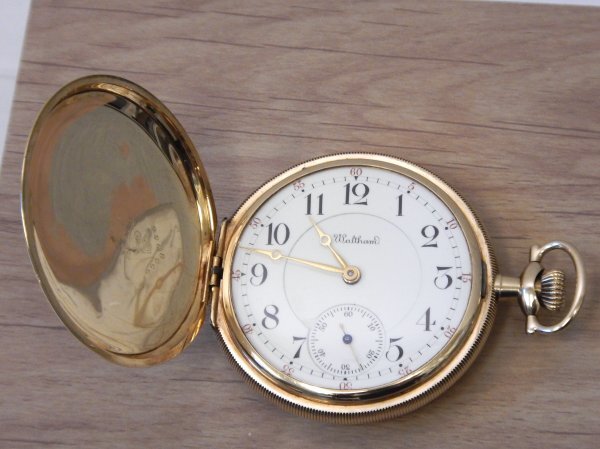 6112 希少売切り☆ WALTHAM 14K pocket watch 50.3㎜ 90.7g 23石 懐中時計 彫金 スモセコ 手巻き アンティーク ウォルサムの画像1