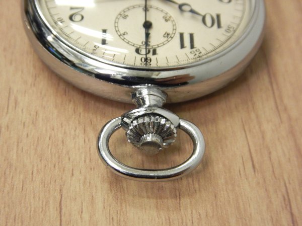 6117 希少売切り☆ LEONIDAS pocket watch 51.2㎜ 91.5g 懐中時計 クロノグラフ スモセコ 手巻き アンティーク レオニダスの画像5