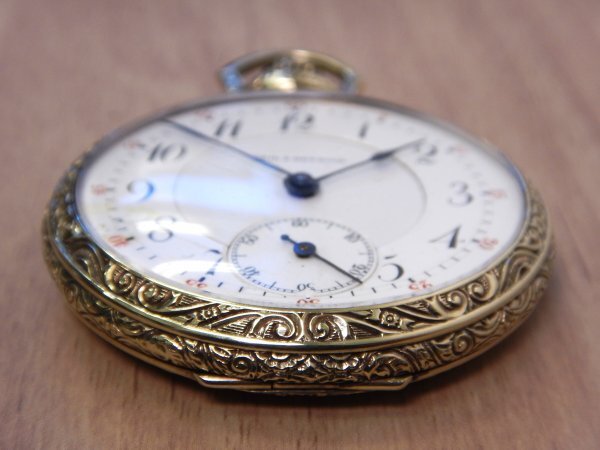 6106 希少売切り☆ Keil & Hettich elgin giant 14K pocket watch 42㎜ 52.3g 彫金 懐中時計 スモセコ 手巻き アンティーク エルジンの画像5