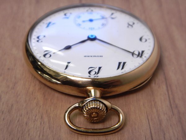 6107 希少売切り☆ E.HOWARD 14K pocket watch 45.8㎜ 63.2g 23石 懐中時計 スモセコ 手巻き アンティーク ハワードの画像4