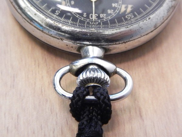 6114 希少売切り☆ SEIKOSHA pocket watch 43.7㎜ 58.7g 懐中時計 黒文字盤 クロノグラフ スモセコ 手巻き アンティーク 精工舎_画像4