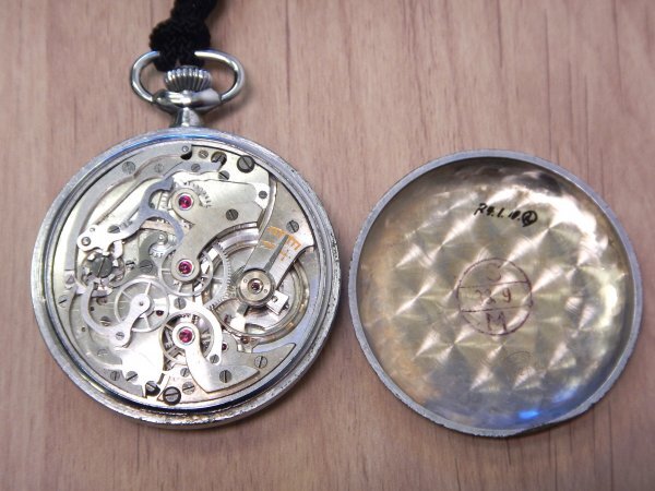 6114 希少売切り☆ SEIKOSHA pocket watch 43.7㎜ 58.7g 懐中時計 黒文字盤 クロノグラフ スモセコ 手巻き アンティーク 精工舎_画像8