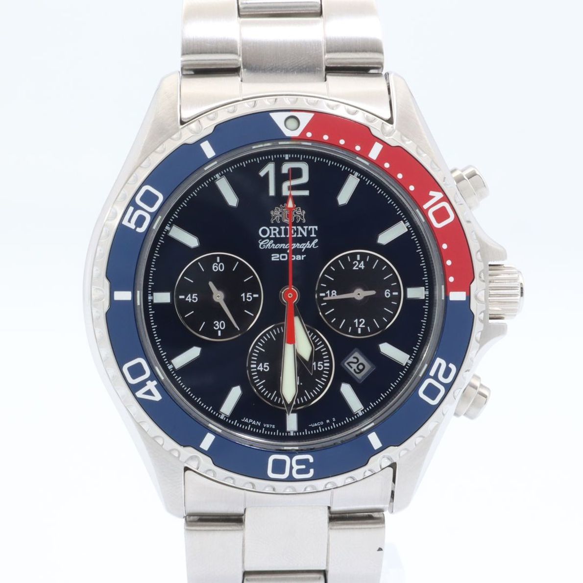  beautiful goods Orient ORIENT chronograph Pepsi color solar men's wristwatch watch navy face VS75-UAB0