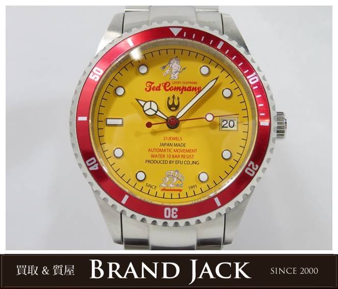 ◆TED COMPANY テッドカンパニー テッドマン 自動巻き Ref.3900 イエロー×レッド 腕時計 シースルーバッグ 裏スケ