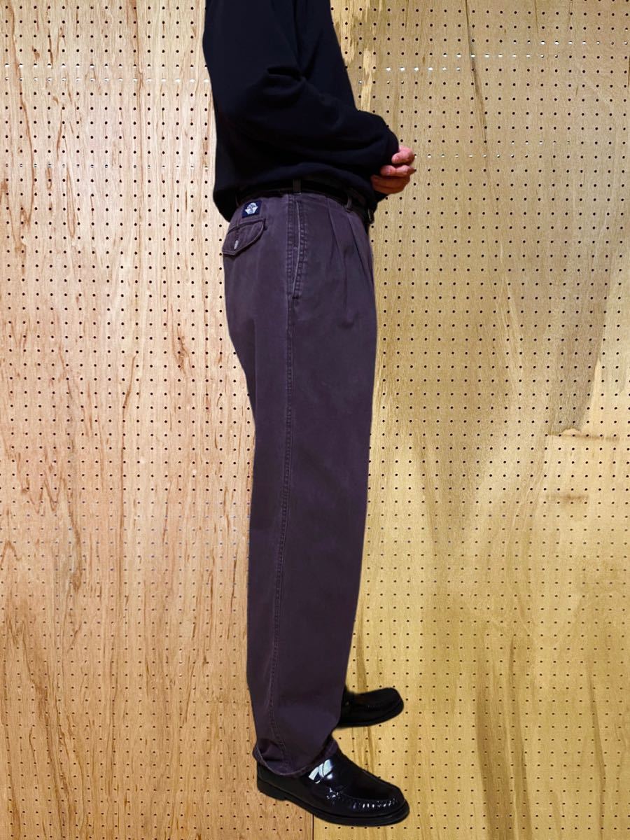 古着 90年代 90s DOCKERS ドッカーズ リーバイス チノパン 綿パン トラウザー タック ワイド テーパード ブラウン 茶 W32 ビッグシルエット_画像9