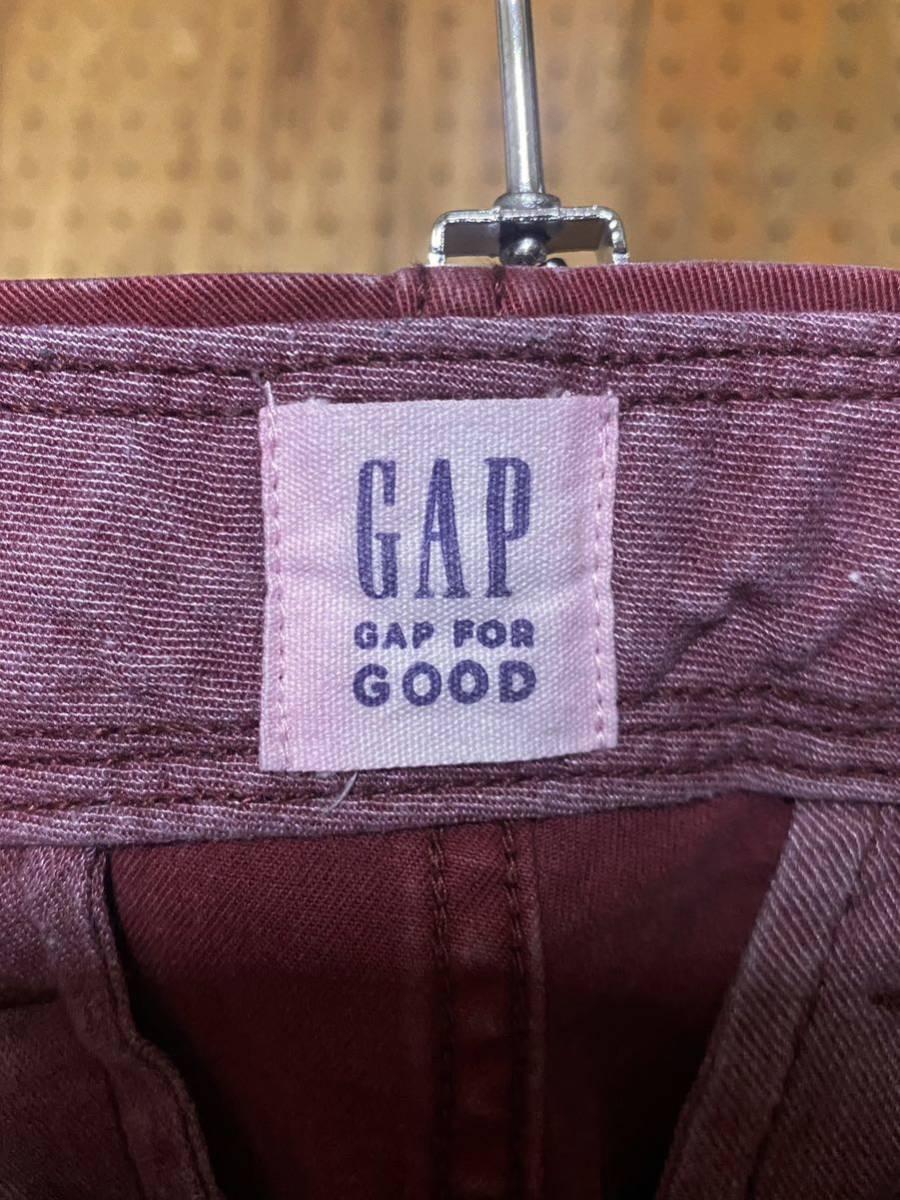 古着 00年代 00s GAP オールド ギャップ スキニー パンツ ボトム トラウザー ストレッチ チノパン スリム W28 ワインレッド skinny