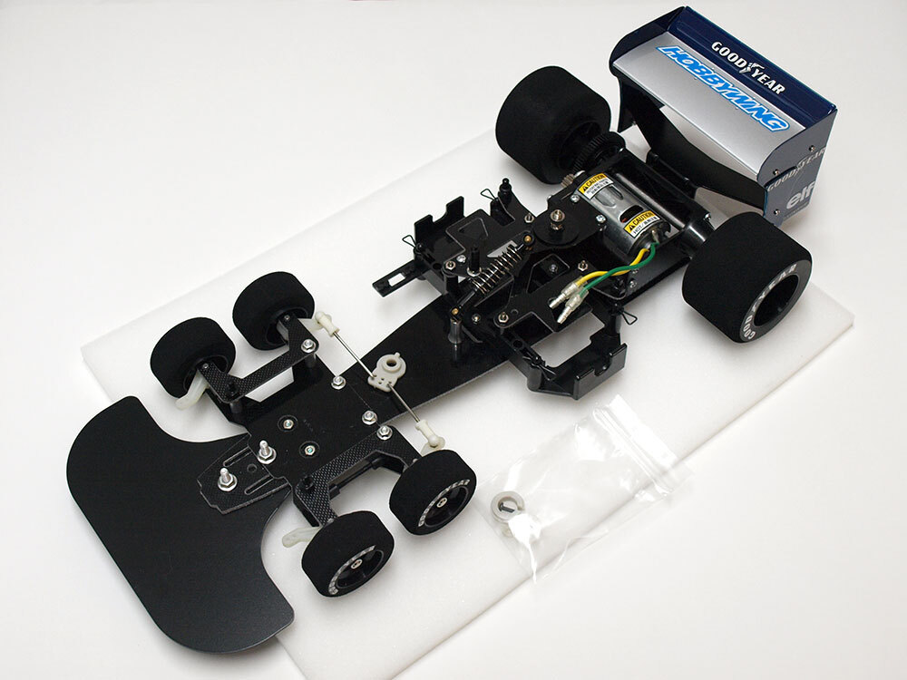 【K1242】タミヤ F-1 タイレル P34 シャーシ 中古品 ボディ欠品（RC ラジコン F103 6輪 希少 1/10 キット スポンジ タイヤ）の画像1