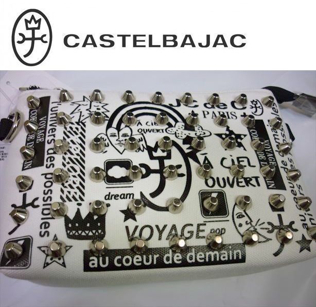 17600 иен *CASTELBAJAC Castelbajac * Mini сумка / плечо / клатч / парусина / Louboutin белый 