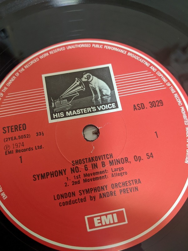 英HMV ASD-3029 プレヴィン ショスタコーヴィチ 交響曲第6番 TAS LISTED AS LISTED 優秀録音 オリジナル盤_画像2