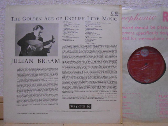 英RCA SB-2150 ジュリアン・ブリーム リュート THE GOLDEN AGE OF ENGLISH LUTE MUSIC_画像3