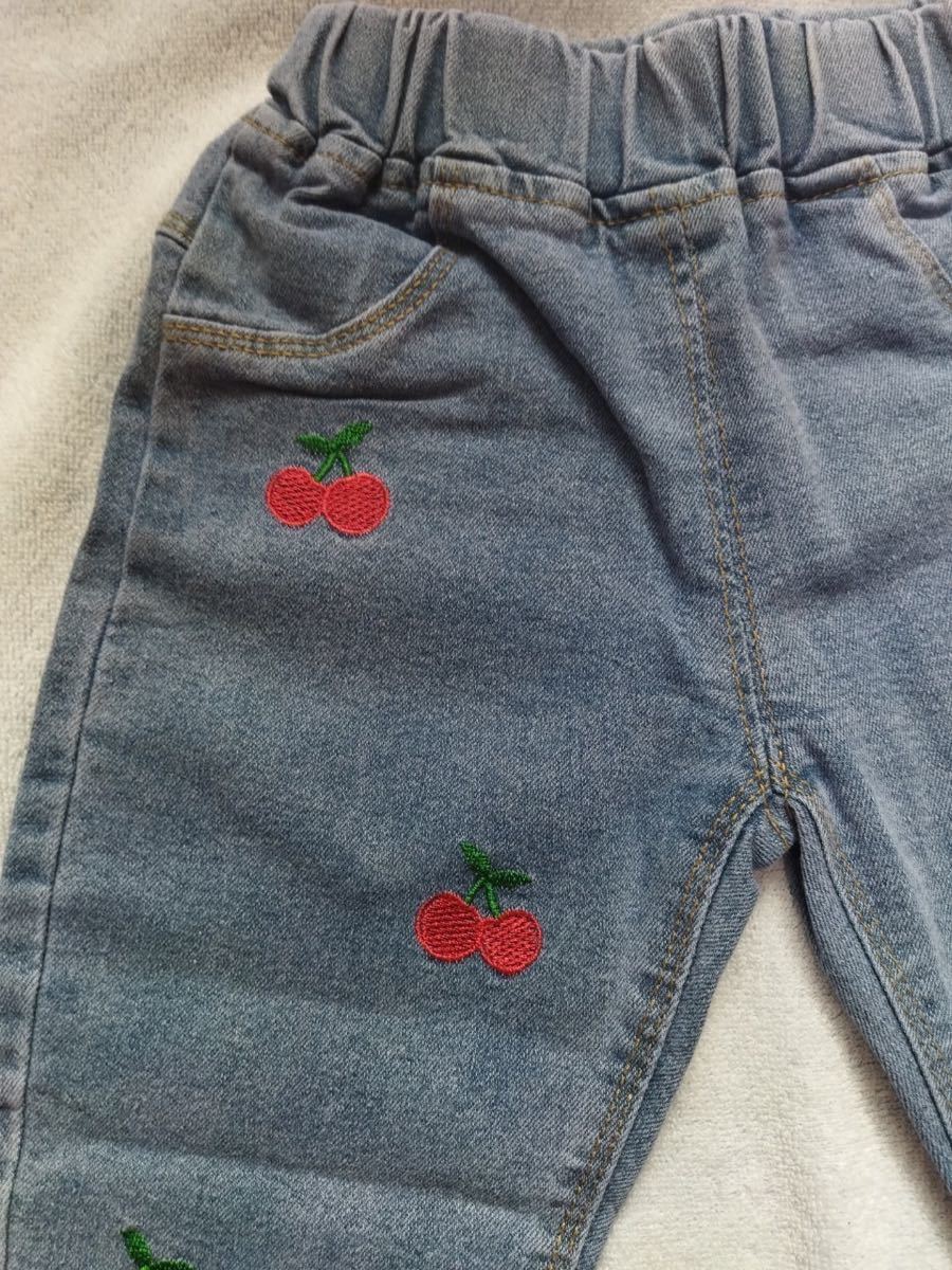 110cm вишня джинсы брюки Kids Cherry общий рисунок вышивка весна ko-te
