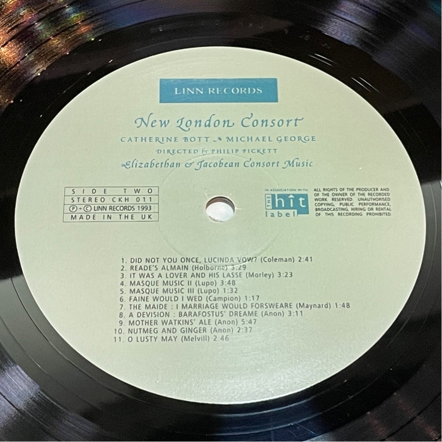 UK盤 LINN RECORDS CKH 011 1993年盤 LIZABETHAN & JACOBEAN CONSORT MUSIC NEW LONDON CONSORT 洗浄済 LP_画像4