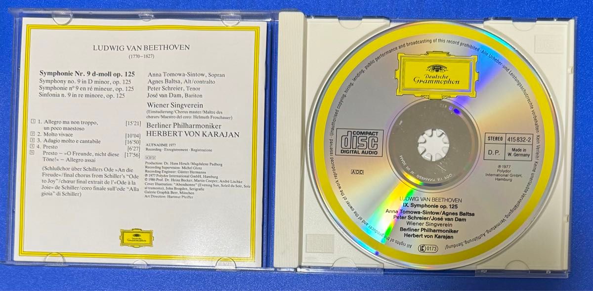 ミュージックCD クラッシック　ルートヴィヒヴァン・ベートーヴェン　交響曲　第9番　ベルリンフィル演奏カラヤン指揮