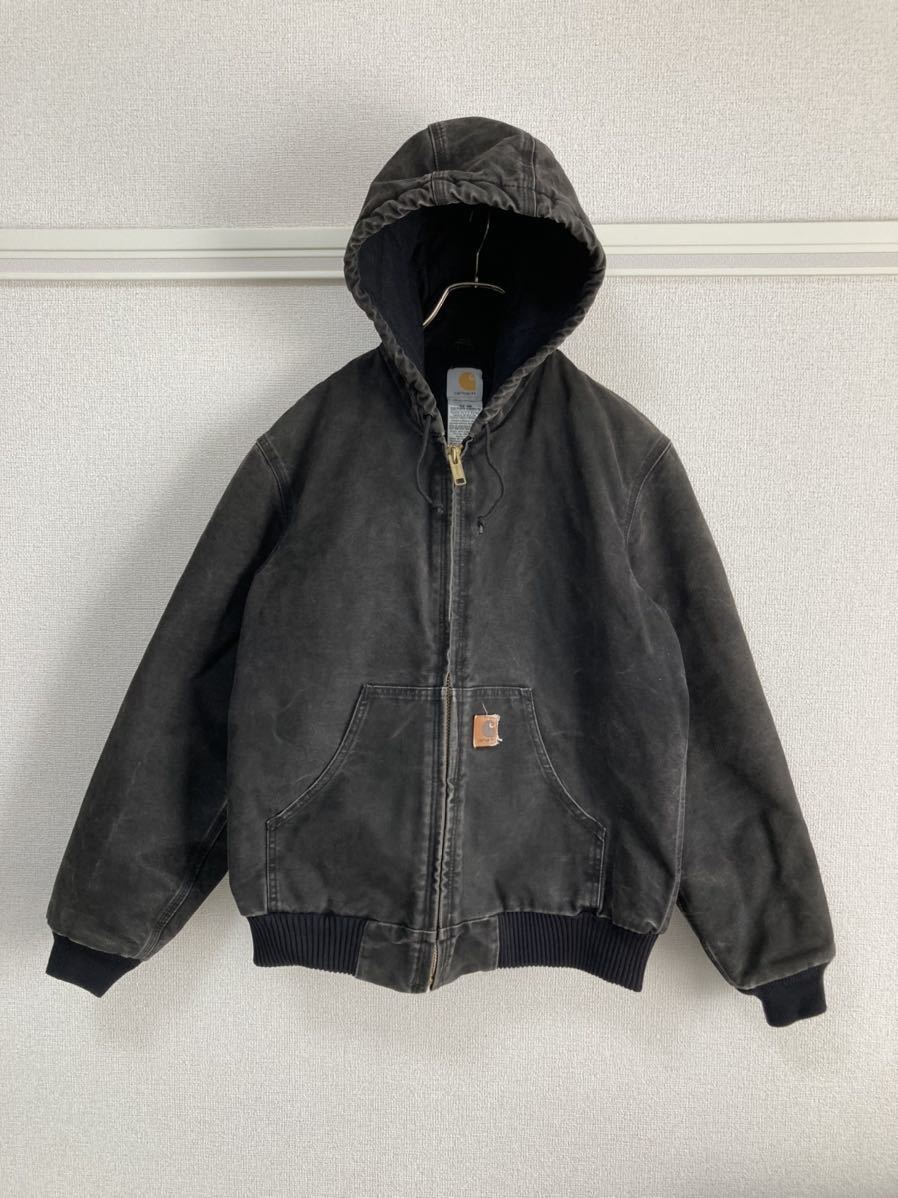 黒！90s Carhartt カーハート アクティブジャケット パーカー ダック地 ワーク ブラック サイズS☆80s デトロイト カバーオール ビンテージ_画像1