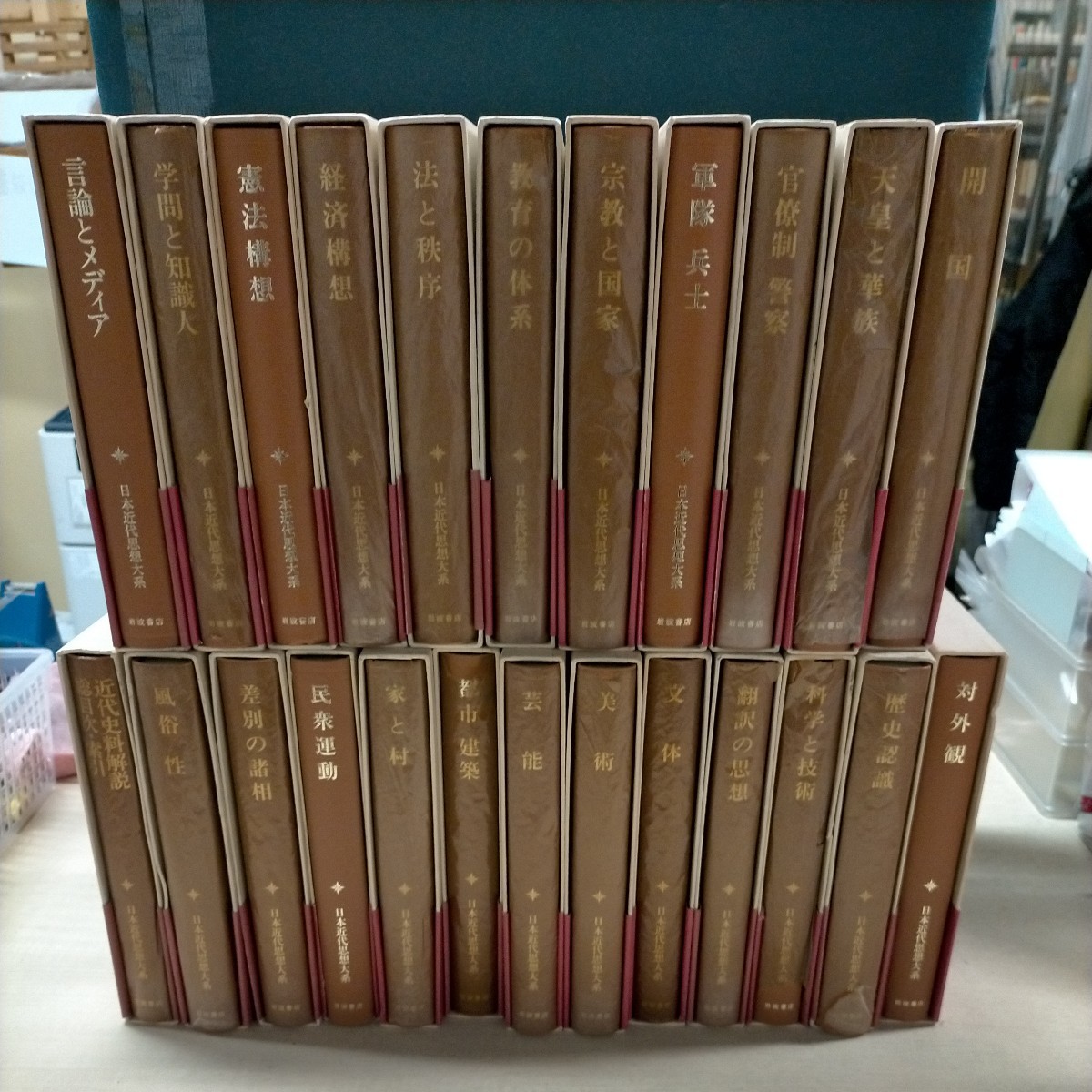 ２個口発送【帯付】日本近代思想大系 全24冊（別巻一冊含） 岩波書店■古本/未清掃未検品/函に傷みシミヤケ有/100サイズ×2/ノークレームで_画像4