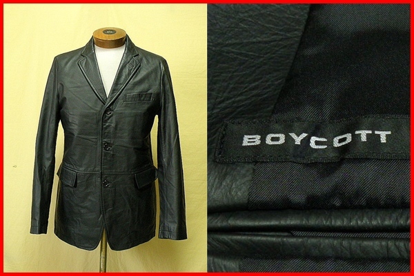 ○上質牛革!BOYCOTT ボイコット○本切羽 ブラック 3ボタンレザー