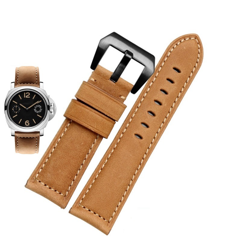 CLB24-B Paneraiパネライ代用ベルト24mm 腕時計ベルト 革 24ミリ スマートウォッチ 革ベルト24mm 時計のバンド_画像1