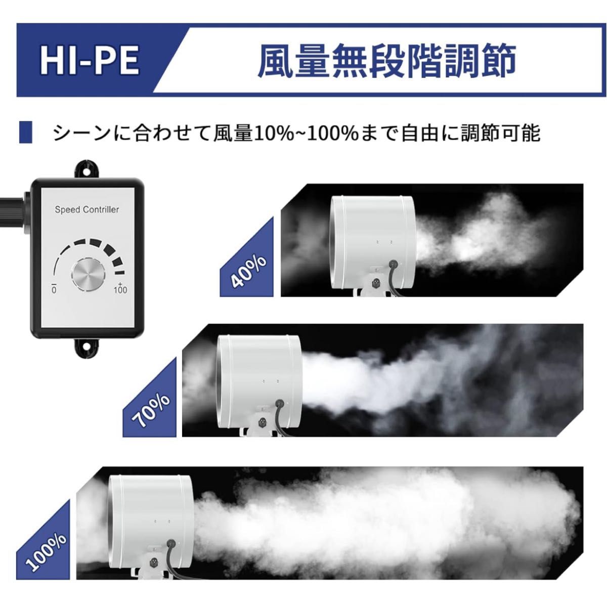 Hon&Guan ダクトファン 100mm 強力 無段階調速可能 金属ケース