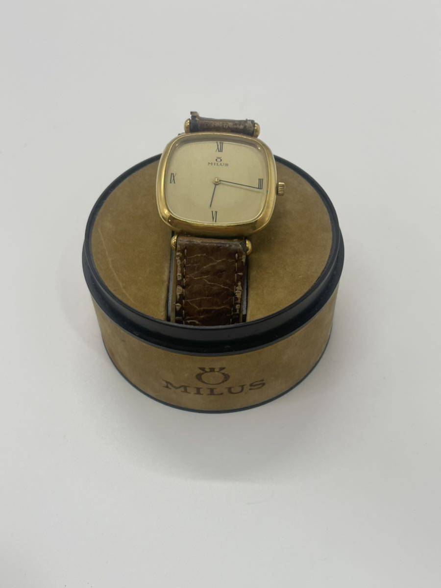 Y6 MILUS ゴールド メンズ 腕時計 自動巻き ミルス 箱付き アンティーク _画像2