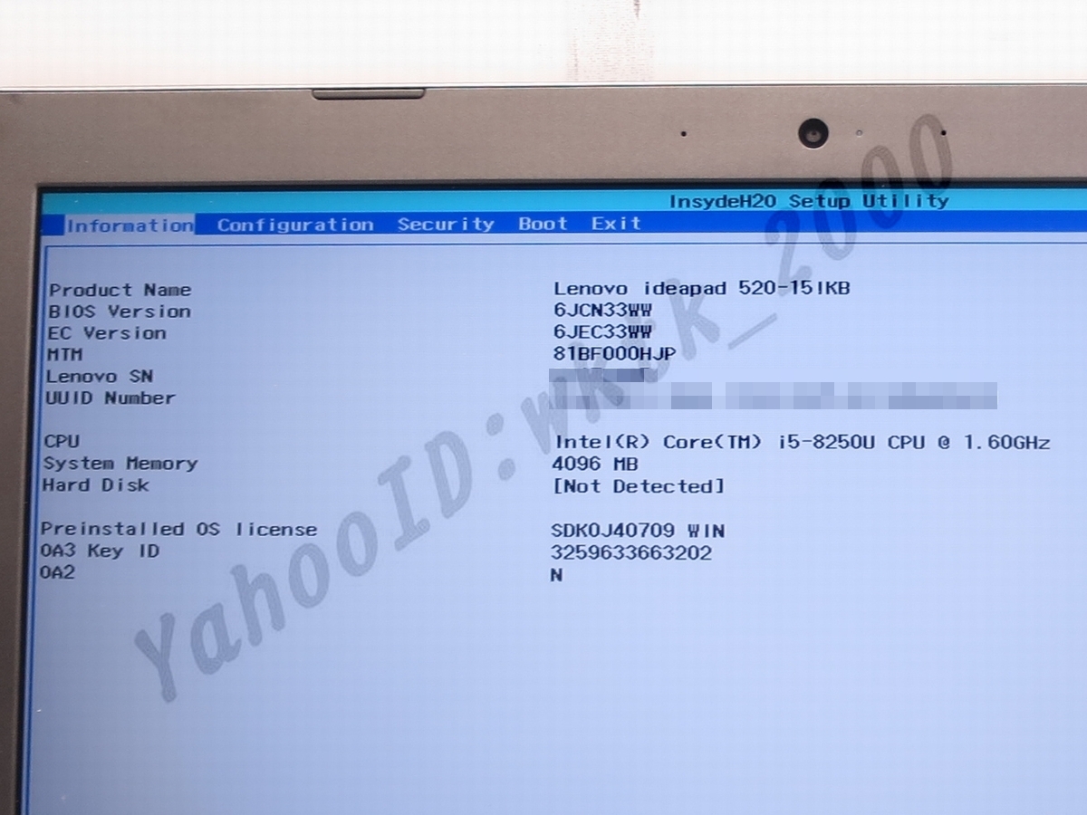 即決! Lenovo ideapad 520-15IKB 本体のみ ジャンク Core i5-8250U フルHD_画像2