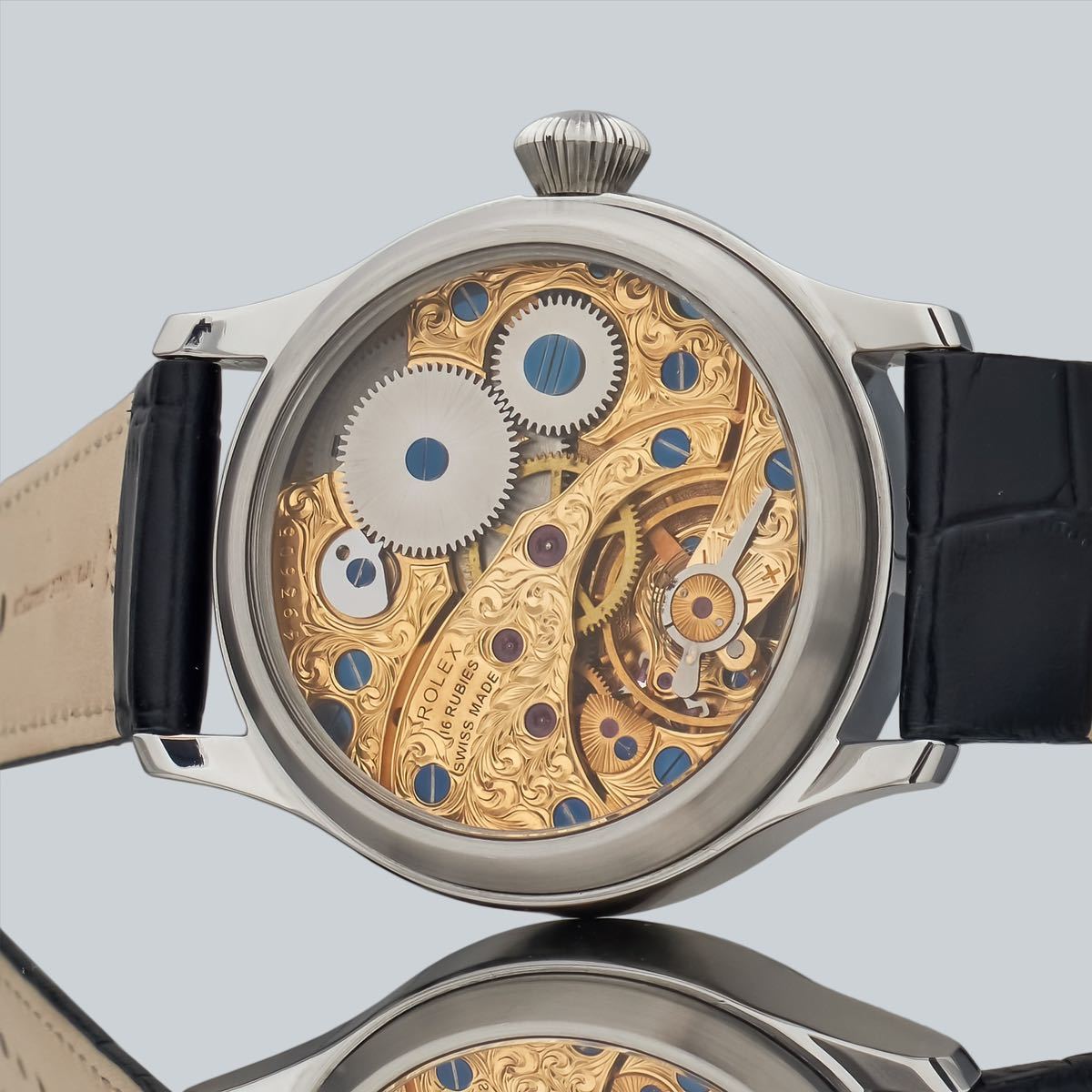 アンティーク Marriage watch ROLEX 懐中時計をアレンジした42mmのメンズ腕時計 半年保証 手巻き スケルトン_画像4