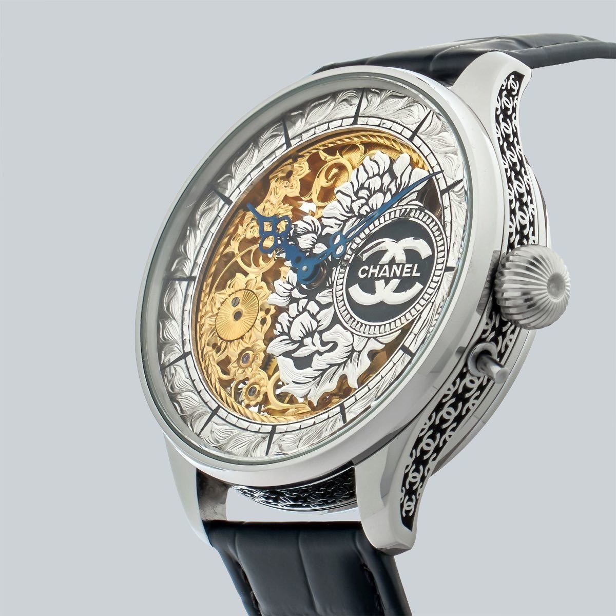 アンティーク Marriage watch CHANEL 懐中時計をアレンジした48mmのメンズ腕時計 半年保証 手巻き スケルトンの画像5