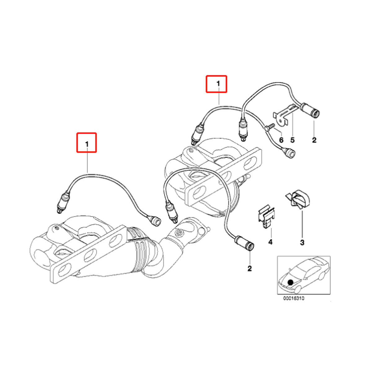 送料無料 当日発送OS198X2 O2センサー BMW E46 320i 323i 325i 328Ci 328i 330Ci 330i 330xi 触媒前 フロント左右側 2本セット 11781742050_画像4