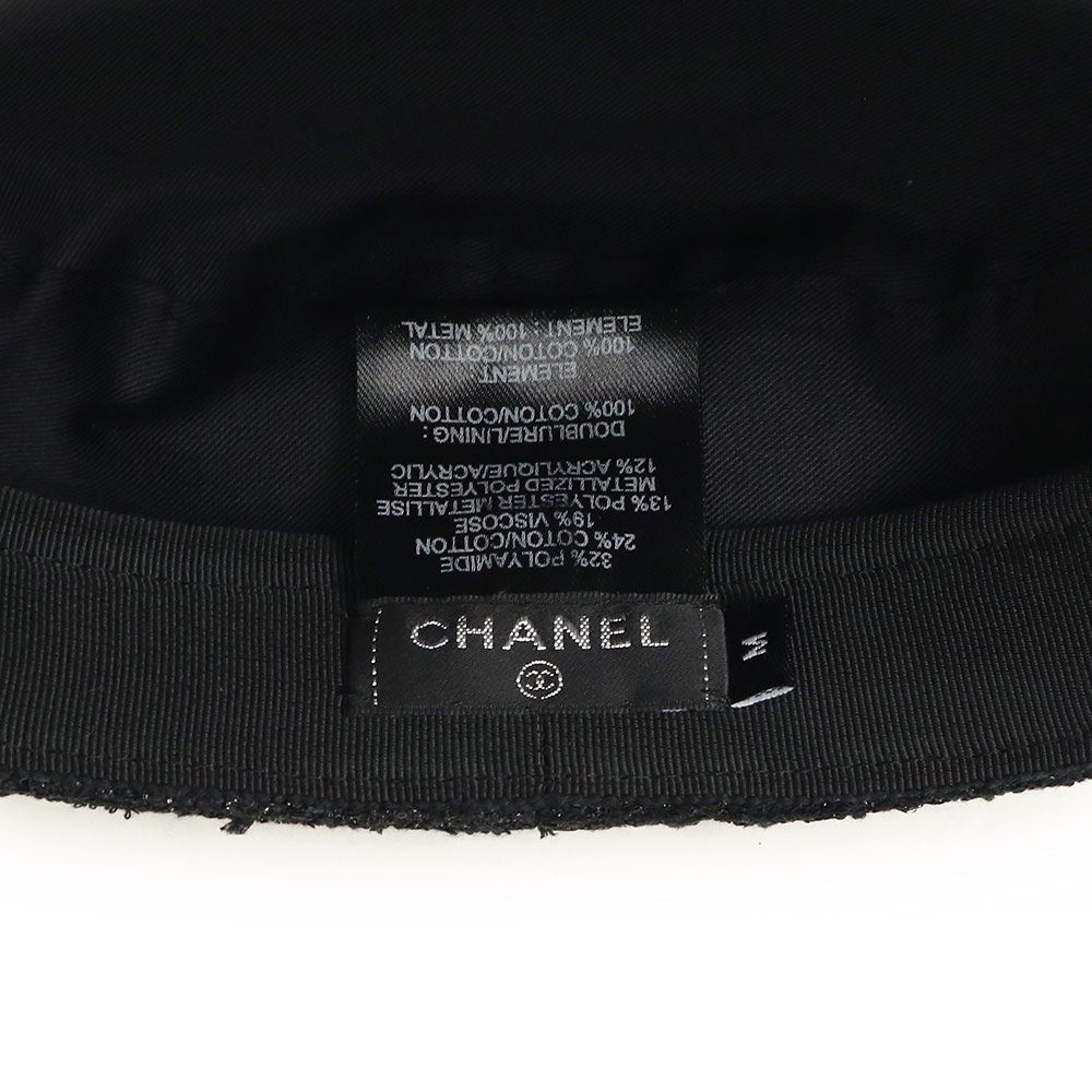 （新品・未使用品）シャネル CHANEL ココマーク キャスケット 帽子 ハット Mサイズ ツイード ブラック 黒_画像9